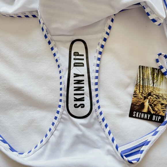 Skinny Dip Stripe String Bikini XL NWT blue & white women's bathing suit - Picture 8 of 10
